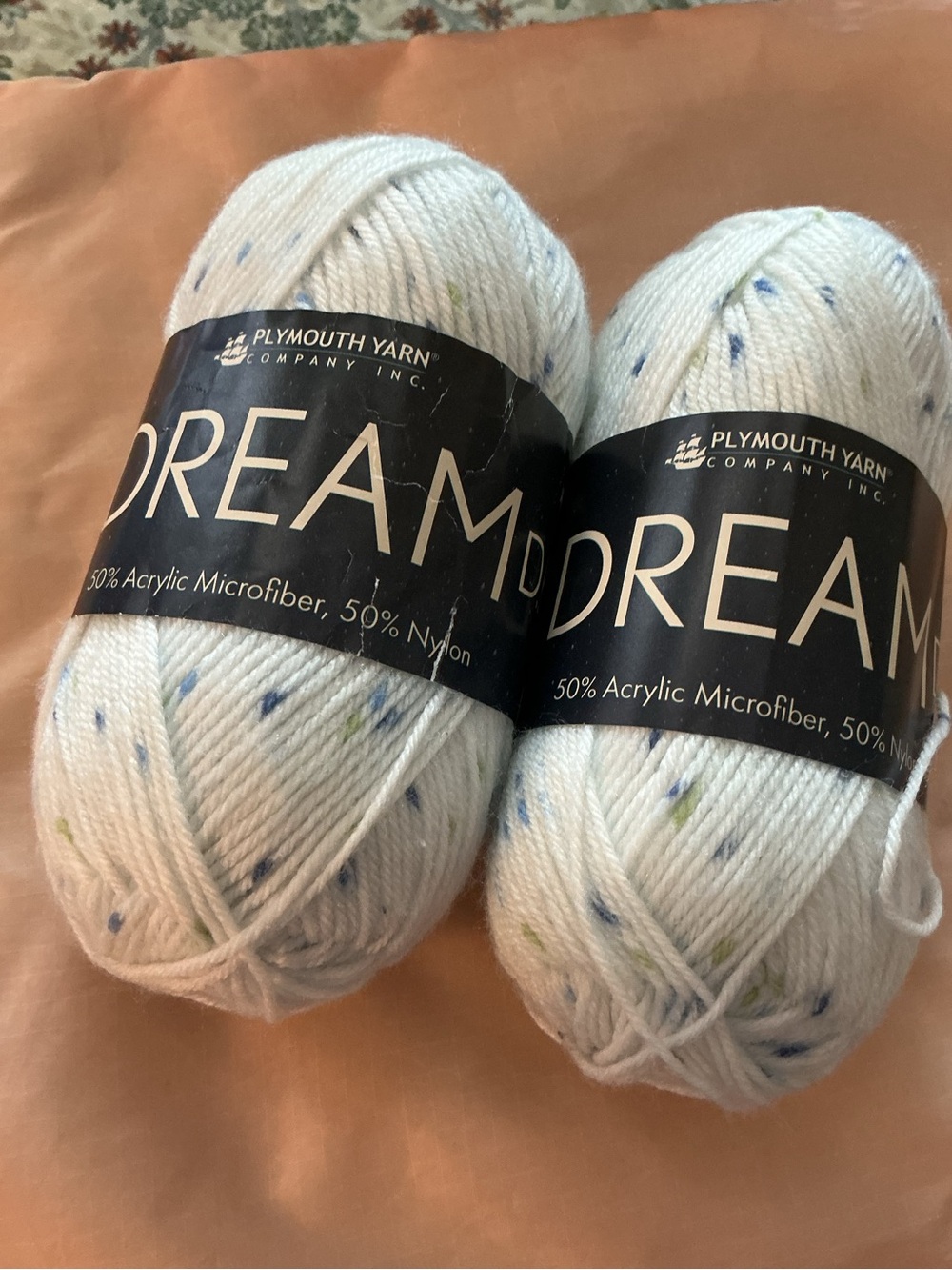 Plymouth Yarn Speckled Baby Yarn - Soft White with Blue & Green Flecks 2 skeins